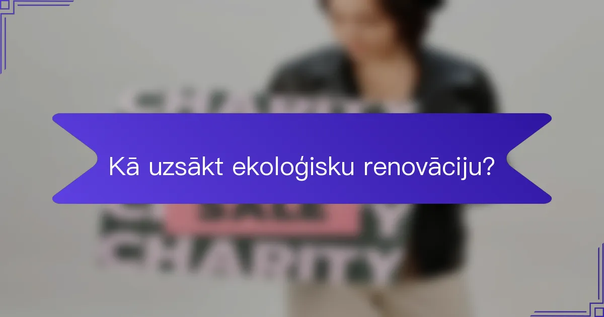 Kā uzsākt ekoloģisku renovāciju?