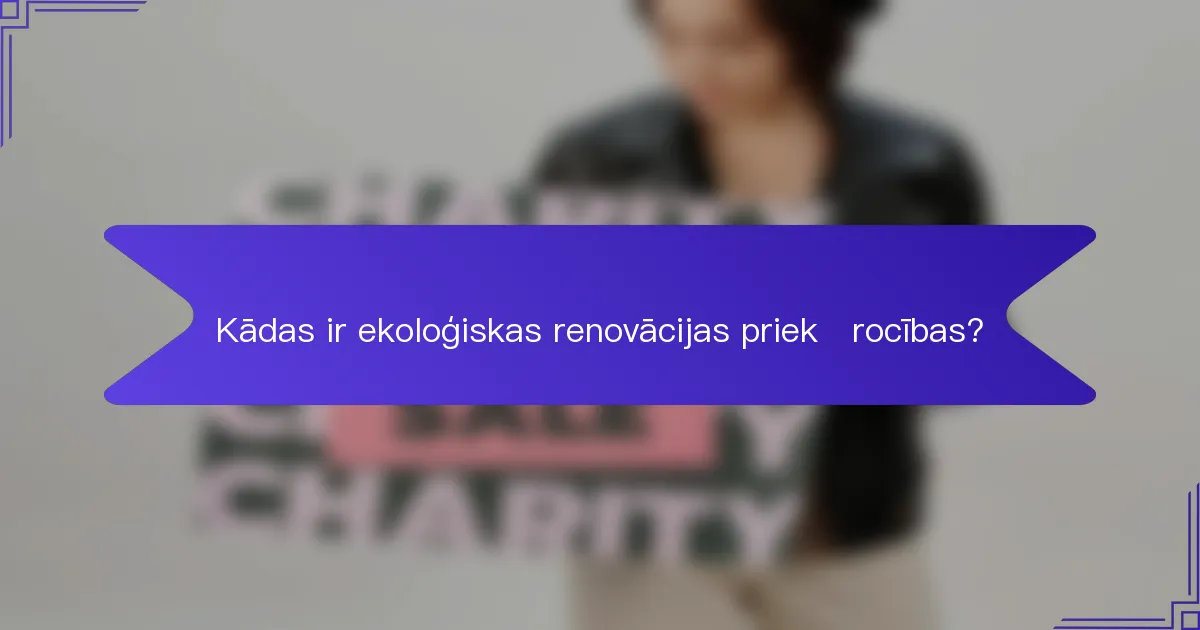 Kādas ir ekoloģiskas renovācijas priekšrocības?