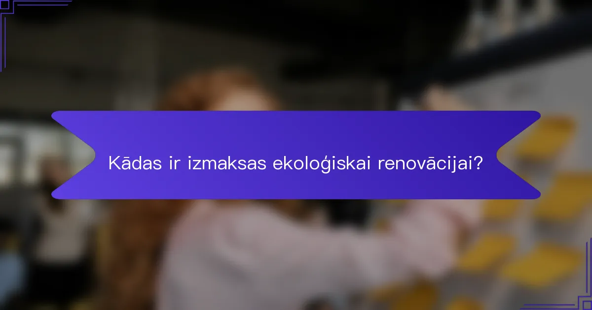Kādas ir izmaksas ekoloģiskai renovācijai?