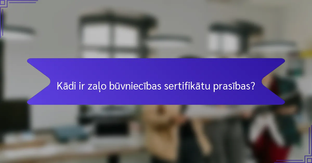 Kādi ir zaļo būvniecības sertifikātu prasības?