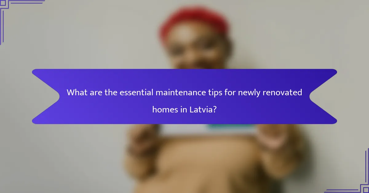 What are the essential maintenance tips for newly renovated homes in Latvia?